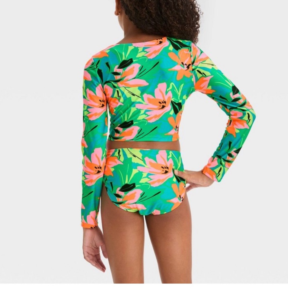 ART CLASS Abstract Blossoms Floral Printed‎ Rash Guard Set - Picture 4 of 4